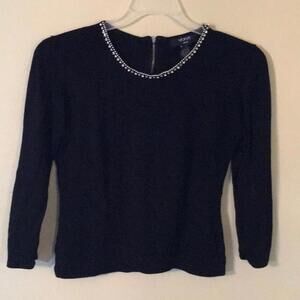 🍁Verve ami Black Embellished Rayon sweater Small